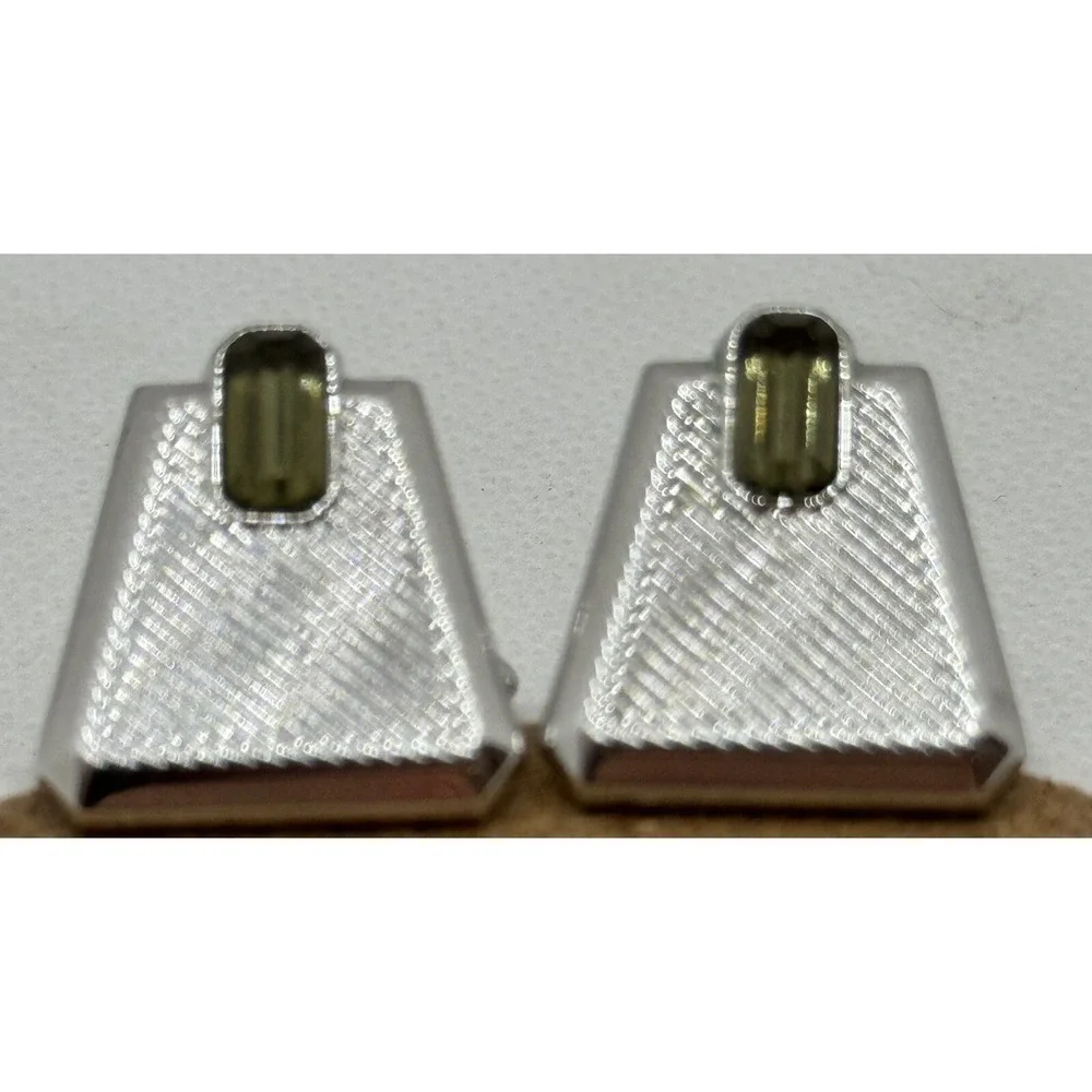 SWANK Smokey Grey Stone Silvertone Metal Men's Cufflinks Set - Picture 2 of 2